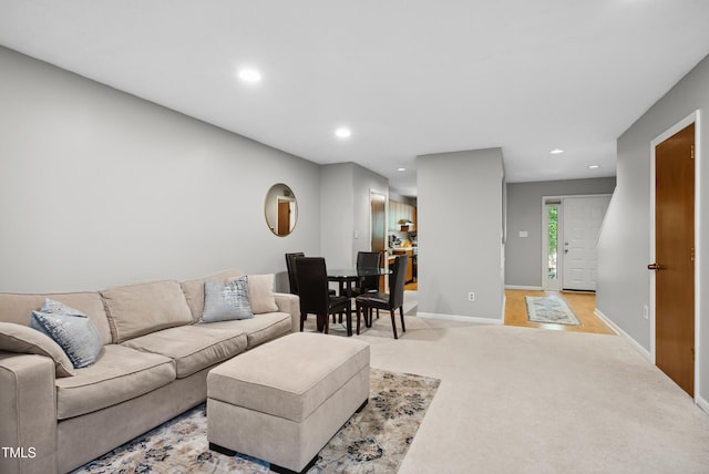 113 Twisted Oak Pl, Durham, NC 27705 - living room featuring light colored carpet and recessed lighting