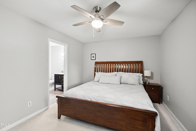 113 Twisted Oak Pl, Durham, NC 27705 - bedroom featuring light carpet, ceiling fan, and connected bathroom