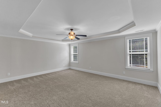 6332 Mountain Oaks Way, Wake Forest, NC 27587 - carpeted empty room with a raised ceiling, crown molding, and ceiling fan