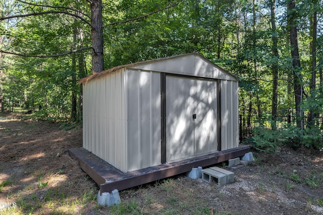6332 Mountain Oaks Way, Wake Forest, NC 27587 - view of shed featuring a wooded view