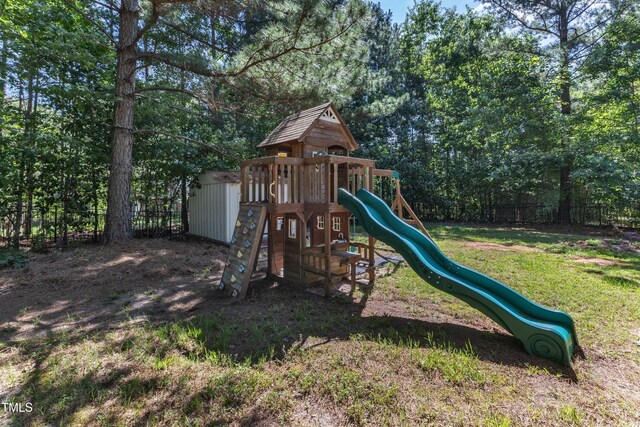 6332 Mountain Oaks Way, Wake Forest, NC 27587 - view of jungle gym featuring a lawn