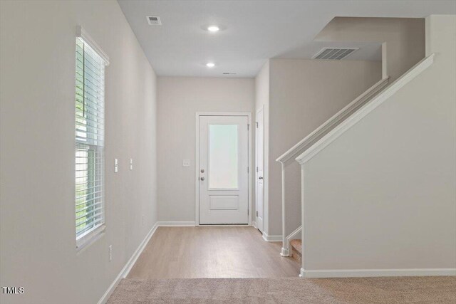 94 Taverners Ln, Angier, NC 27501 - entryway with stairway, recessed lighting, and wood finished floors