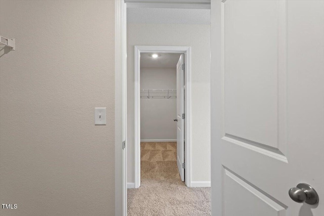 94 Taverners Ln, Angier, NC 27501 - corridor featuring light colored carpet and baseboards