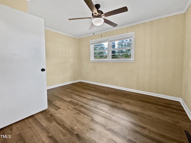 3205 Marita Dr, Fayetteville, NC 28301 - unfurnished room with ceiling fan, wood finished floors, and ornamental molding