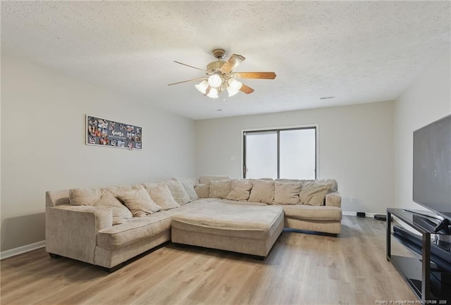 3511 Rolls Ave, Fayetteville, NC 28311 - living area featuring light wood-type flooring, a textured ceiling, and ceiling fan