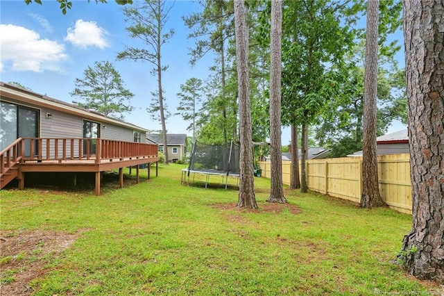 3511 Rolls Ave, Fayetteville, NC 28311 - view of yard with a trampoline and a wooden deck