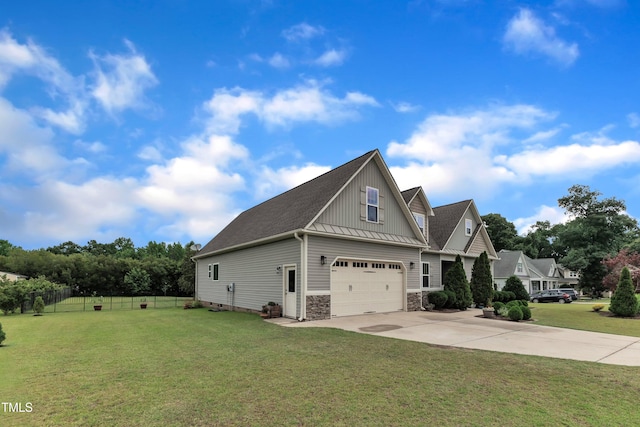 71 Smithsanders Ct, Smithfield, NC 27577 - view of side of home featuring board and batten siding, concrete driveway, stone siding, and an attached garage