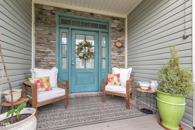71 Smithsanders Ct, Smithfield, NC 27577 - property entrance featuring stone siding and covered porch