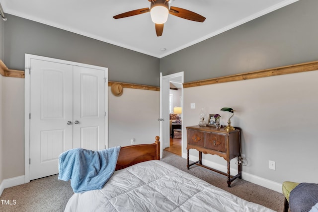 71 Smithsanders Ct, Smithfield, NC 27577 - carpeted bedroom with a closet, crown molding, and ceiling fan