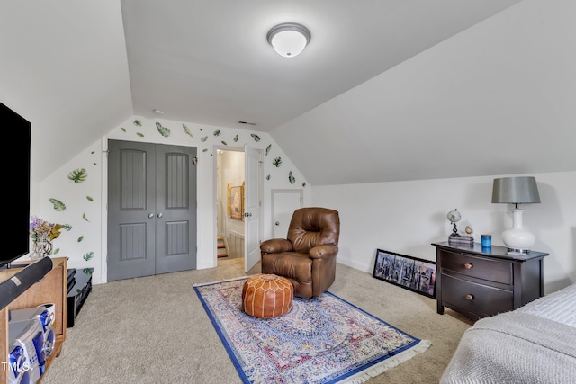 71 Smithsanders Ct, Smithfield, NC 27577 - carpeted bedroom featuring lofted ceiling and a closet
