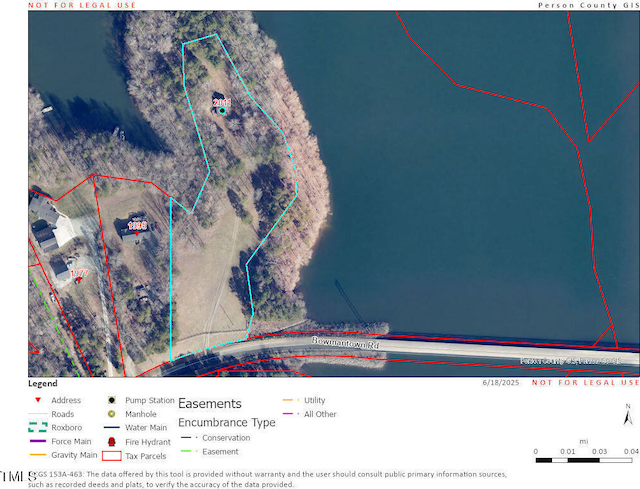 2011 Bowmantown Rd, Roxboro, NC 27574 - aerial map of property and surrounding area featuring property parcel outlined