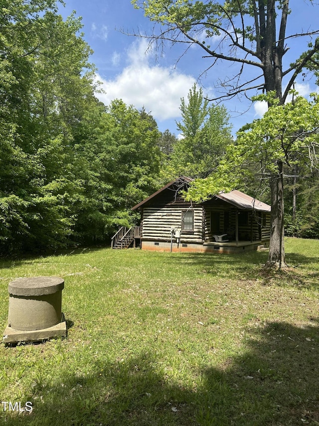 2011 Bowmantown Rd, Roxboro, NC 27574 - view of grassy yard with a forest view