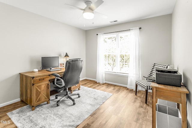 2218 Watersglen Dr, Apex, NC 27502 - office with ceiling fan and light wood finished floors