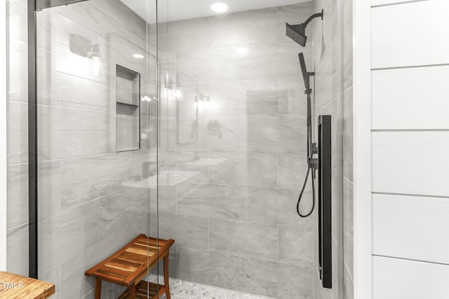 2218 Watersglen Dr, Apex, NC 27502 - full bathroom with a shower stall and recessed lighting