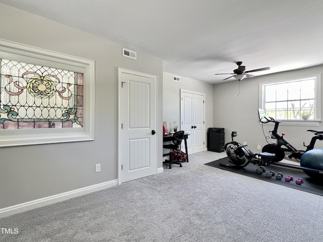 1500 River Mill Dr Unit 310, Wake Forest, NC 27587 - workout area featuring ceiling fan and carpet