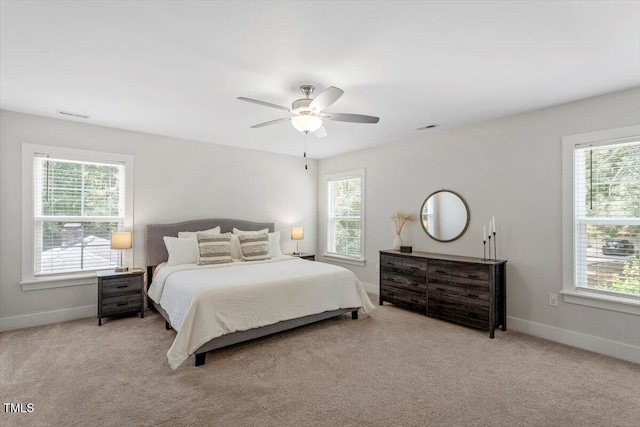 1304 Castlebay Rd, Durham, NC 27703 - bedroom with multiple windows, carpet floors, and ceiling fan