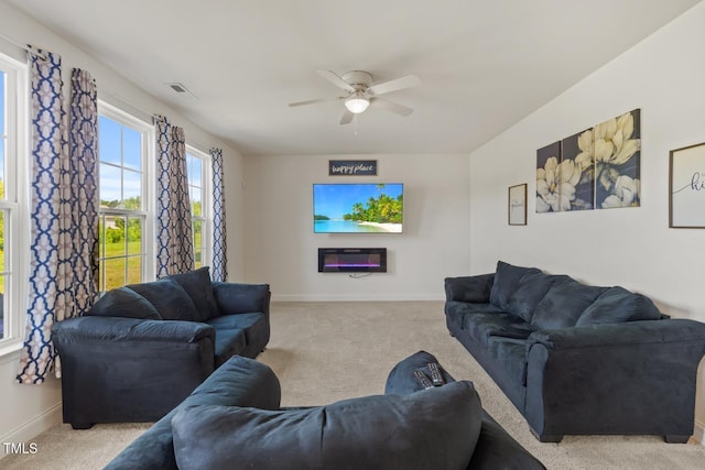 120 Misty Grove Trl, Franklinton, NC 27525 - living area with light carpet and ceiling fan