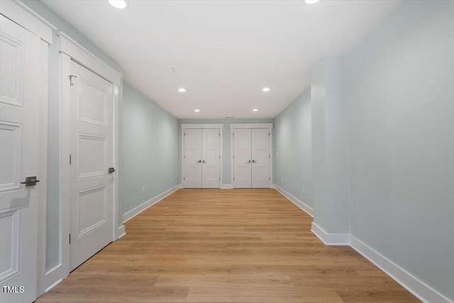 3934 Old Chapel Hill Rd, Durham, NC 27707 - hall with recessed lighting and light wood finished floors