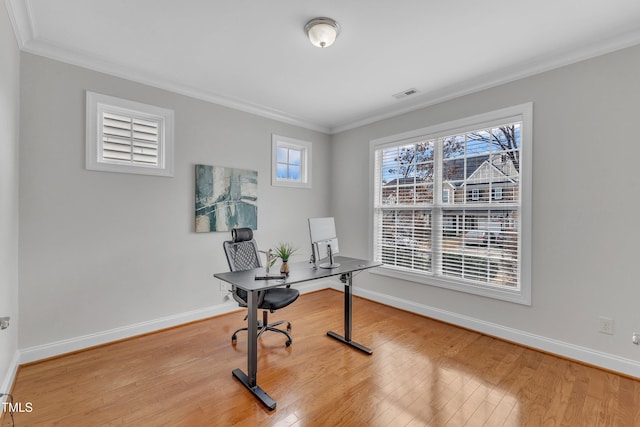 413 Westfalen Dr, Cary, NC 27519 - home office with crown molding and light wood-style floors