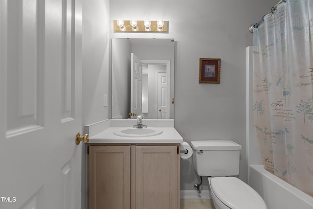1815 Crystal Downs Ln, Raleigh, NC 27604 - bathroom featuring vanity, shower / bath combo with shower curtain, and tile patterned flooring