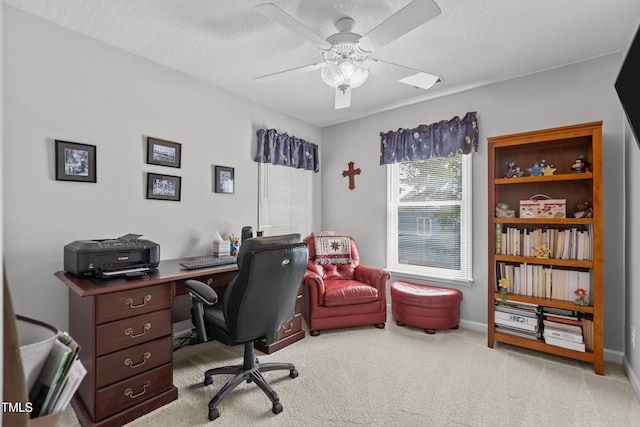 1815 Crystal Downs Ln, Raleigh, NC 27604 - carpeted office space with ceiling fan and a textured ceiling