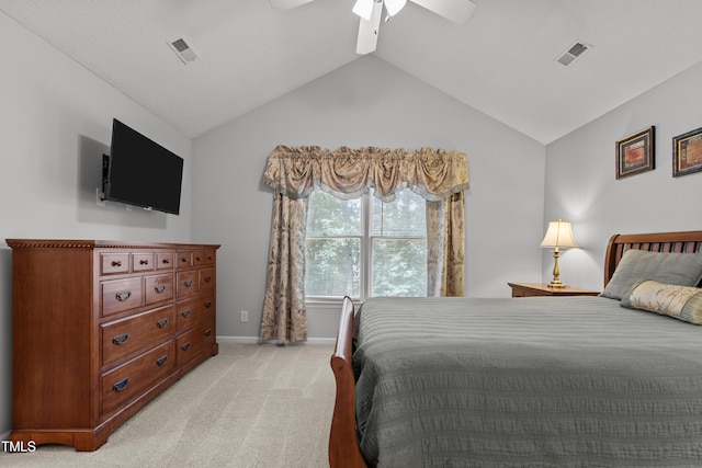 1815 Crystal Downs Ln, Raleigh, NC 27604 - bedroom featuring light carpet, lofted ceiling, and ceiling fan