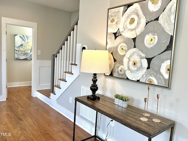118 Chestnut St, Durham, NC 27707 - stairs with wood finished floors and baseboards