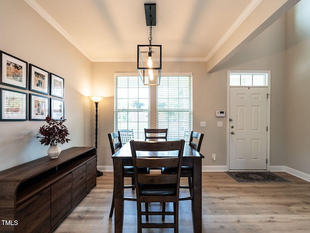 857 Stable Fern Dr, Fuquay Varina, NC 27526 - dining area with light wood-style flooring and crown molding