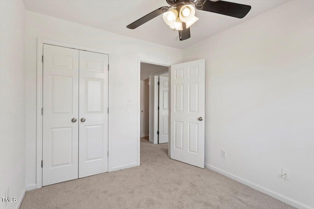 8326 Glenwood Springs Ct, Raleigh, NC 27616 - unfurnished bedroom with light carpet, a closet, and ceiling fan