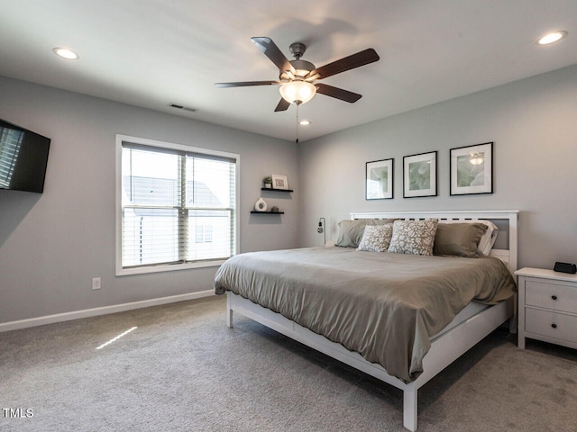 157 E Wilson St, Clayton, NC 27520 - carpeted bedroom with recessed lighting and a ceiling fan