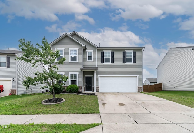 8005 Caithness St, Raleigh, NC 27616 - view of front facade with stone siding, concrete driveway, and a garage