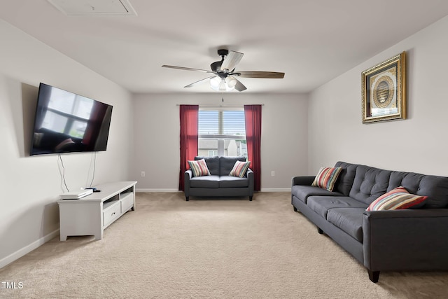 8005 Caithness St, Raleigh, NC 27616 - living room featuring ceiling fan and light carpet