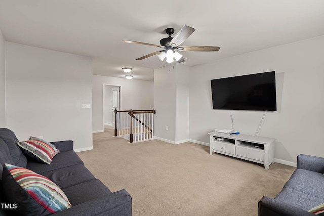8005 Caithness St, Raleigh, NC 27616 - carpeted living area with ceiling fan and baseboards