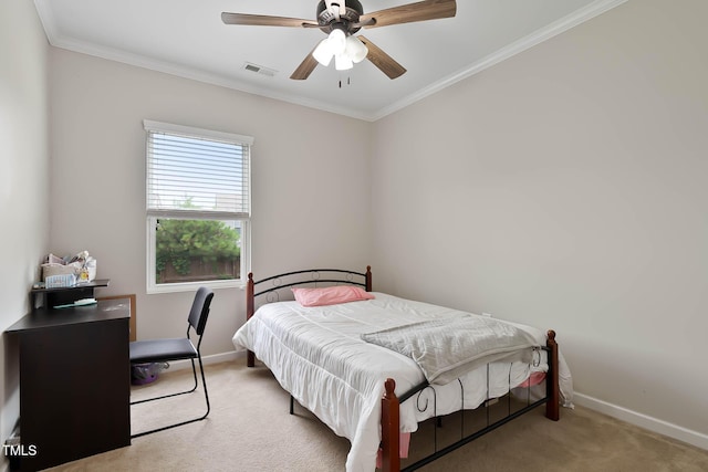 8005 Caithness St, Raleigh, NC 27616 - bedroom featuring carpet flooring, ornamental molding, and ceiling fan