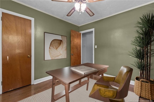 1905 Mcgougan Rd, Fayetteville, NC 28303 - office space featuring wood finished floors, a ceiling fan, and ornamental molding