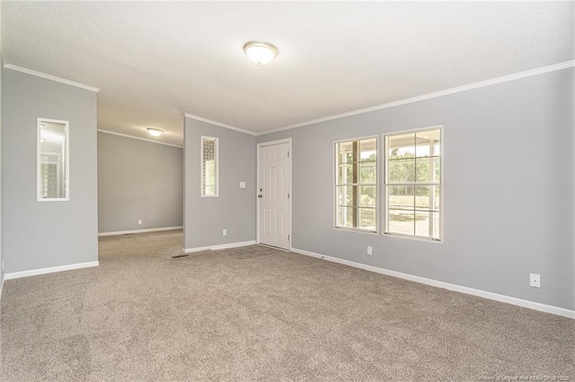 2990 Aberdeen Rd, Raeford, NC 28376 - empty room with ornamental molding, carpet flooring, and a textured ceiling