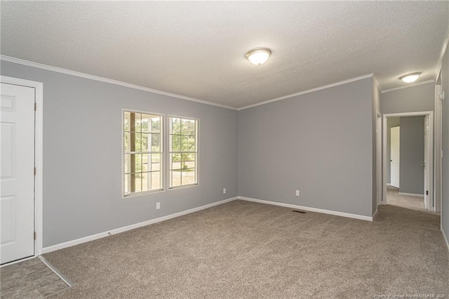 2990 Aberdeen Rd, Raeford, NC 28376 - empty room with crown molding, a textured ceiling, and carpet flooring