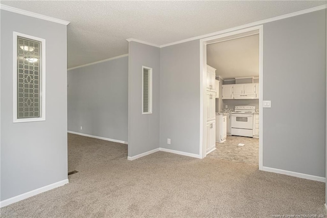 2990 Aberdeen Rd, Raeford, NC 28376 - empty room with ornamental molding, light carpet, and a textured ceiling