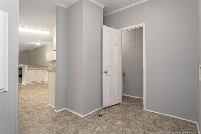 2990 Aberdeen Rd, Raeford, NC 28376 - hallway with crown molding and light floors