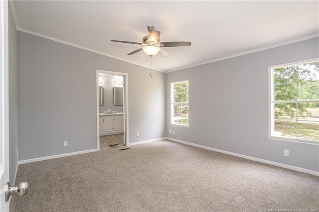 2990 Aberdeen Rd, Raeford, NC 28376 - unfurnished room featuring a ceiling fan, carpet flooring, and crown molding