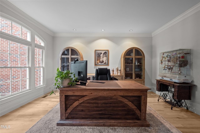 100 Redfoot Run Rd, Chapel Hill, NC 27516 - office with plenty of natural light, ornamental molding, light wood finished floors, and recessed lighting