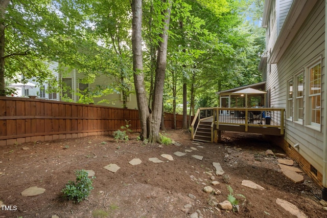 100 Redfoot Run Rd, Chapel Hill, NC 27516 - fenced backyard featuring a deck and stairway