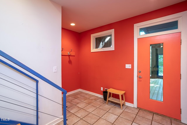 820 Runnymede Rd, Raleigh, NC 27607 - entrance foyer featuring light tile patterned floors and recessed lighting