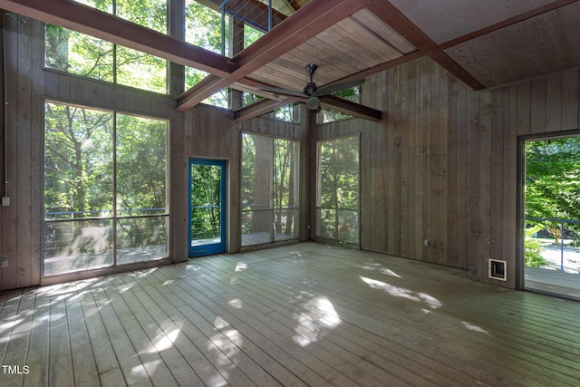 820 Runnymede Rd, Raleigh, NC 27607 - unfurnished sunroom featuring ceiling fan and lofted ceiling
