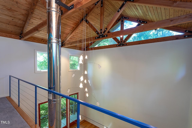 820 Runnymede Rd, Raleigh, NC 27607 - stairway with wood ceiling and baseboards