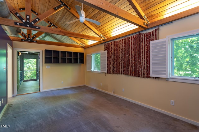 820 Runnymede Rd, Raleigh, NC 27607 - carpeted spare room featuring wooden ceiling, healthy amount of natural light, and ceiling fan