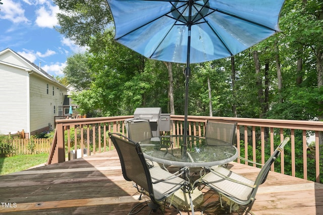 2925 Dargan Hills Dr, Wake Forest, NC 27587 - deck with outdoor dining space and area for grilling