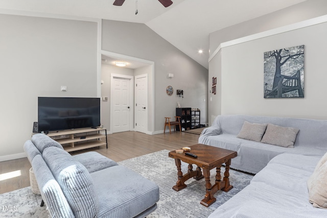 6205 Houndsman Ct, Raleigh, NC 27616 - living area with a ceiling fan, wood finished floors, and lofted ceiling