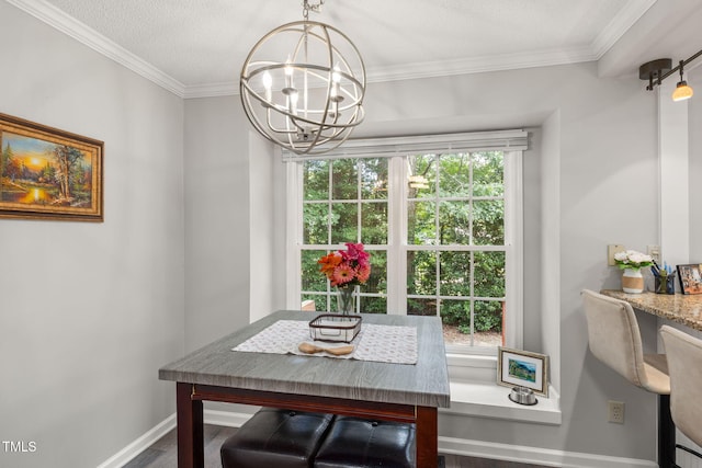 6205 Houndsman Ct, Raleigh, NC 27616 - dining room with a chandelier, wood finished floors, and ornamental molding