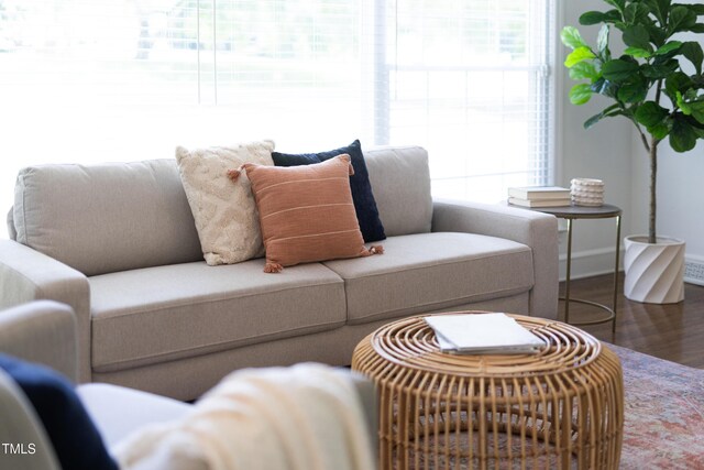 2801 E Shoreham St, Durham, NC 27707 - living room featuring wood finished floors and baseboards